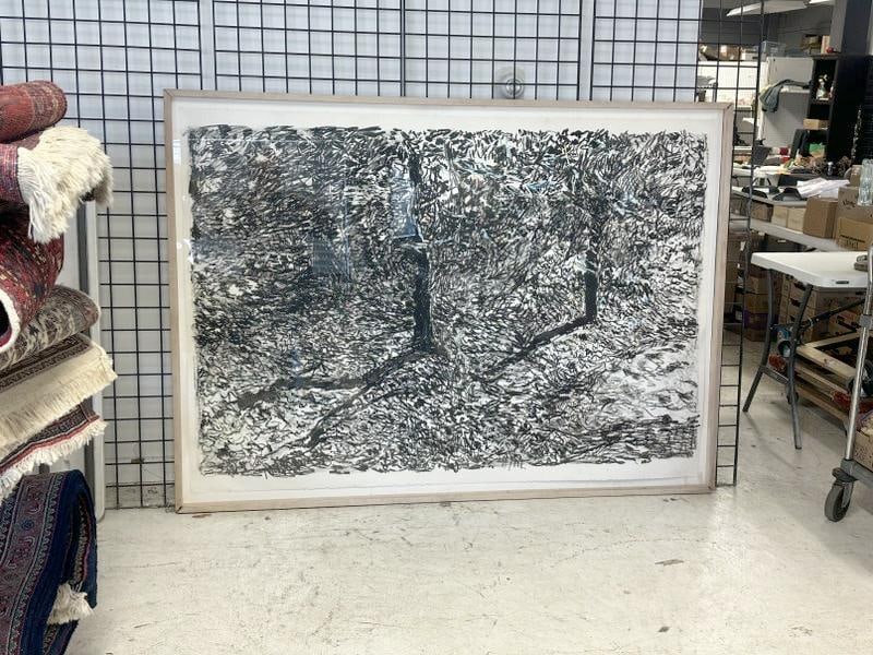 Ancil Chasteen (1927 - 1986) large impressionist landscape crayon drawing, from Woodstock, N.Y. (1 of 2)