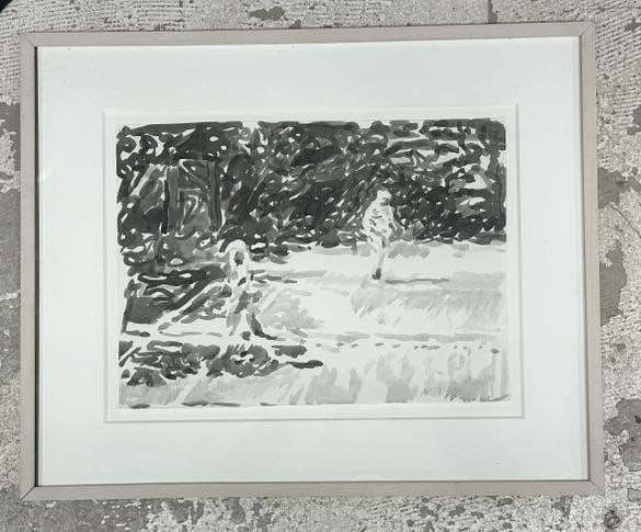 Ancil Chasteen (1927 - 1986) impressionist w/color landscape with two people, initialed ( AC ), (1 of 3)