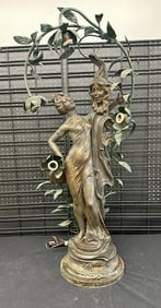 Wonderful Victorian metal figural lamp, in original condition, from estate in NYC, then moved to