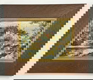 1950's o/c Paris street scene, signed illegibly, looks like ( A. BRAUVET ?? ),  painting measures 9"