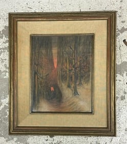 Dora Folsom Ward (early 20th century) impressionist landscape watercolor, from Hudson Valley estate,