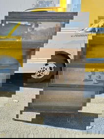 (4) stack mahogany barrister bookcase ( missing one glass panel from door frame ), wear to finish,