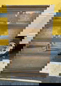 (4) stack oak barrister bookcase from local home, some wear to the finish, just as we found it,