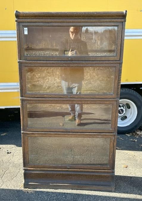 (4) stack oak barrister bookcase from local home, some wear to the finish, just as we found it, (1 of 2)