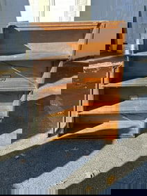 (Misc. oak barrister bookcase parts to include (4) stacks with no doors, no top, no base and (1) odd