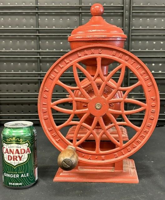 SWIFT MILL LANE BROTHERS POUGHLEEPSIE NY countertop coffee grinder, ( No. 12 ), has older repaint,: SWIFT MILL LANE BROTHERS POUGHLEEPSIE NY countertop coffee grinder, ( No. 12 ), has older repaint, good overall condition, measures 14" high, from Hudson Valley collection we are selling…..just as w