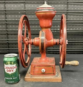 COLES MAFG. CO. cast iron countertop coffee grinder, appears to be original paint ( lid looks