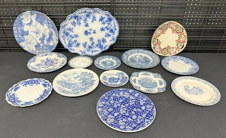 Estate lot blue & white dishes including platter, also a decorative NORITAKE plate in the lot,
