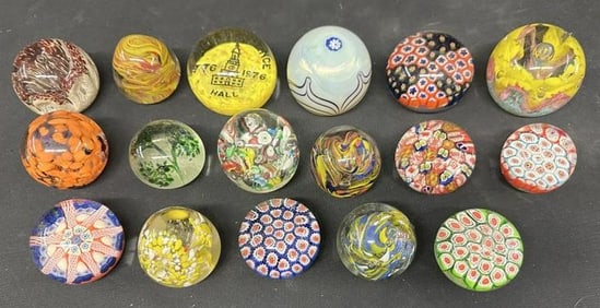 (17) vintage glass paperweights from Hudson Valley estate, all in good condition, just as we found