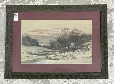 Charles Grant Davidson (1865 - 1945) w/color landscape with luminous sky, in fine estate condition,