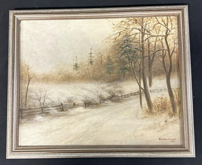William Garrett Van Zandt (1857 - 1942) o/b Winter landscape, dated 1933, signed lower right, in (1 of 3)