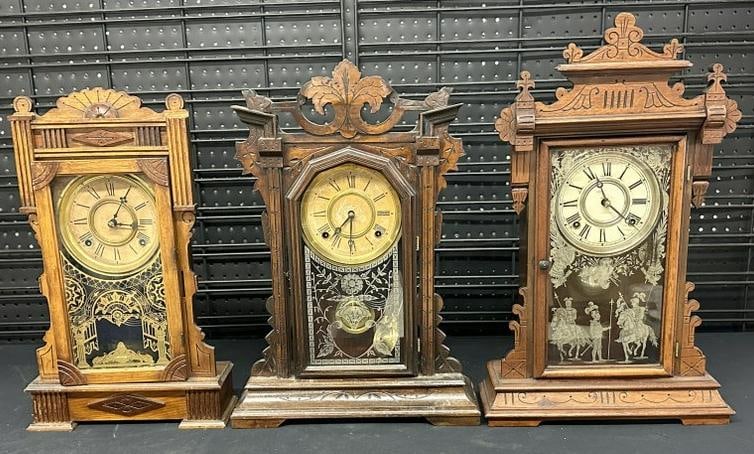 (3) Victorian era mantel clocks in nice as found condition, from Albany, N.Y. estate collection, all (1 of 1)