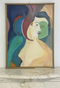 Max Kassler (1905 - 1992) abstract expressionism o/b of faces, untitled, from Woodstock collection