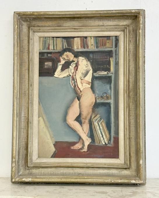 Louis George Bouche (1896 - 1969) o/c titled ( PEASANT SWEATER, 1940 ), with NYC Gallery label on (1 of 6)