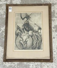 Andrea Raiz untitled 1945 etching with aquatint, from Woodstock, N.Y. collection we are selling, in