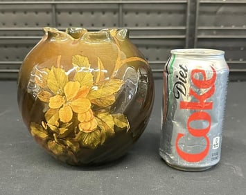 ROOKWOOD art pottery painted floral vase by ( Anna Marie Valentine ), signed on bottom with her