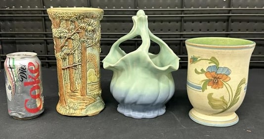 (3) pcs. WELLER art pottery in overall nice estate condition, includes Pottery Forest vase, WELLER