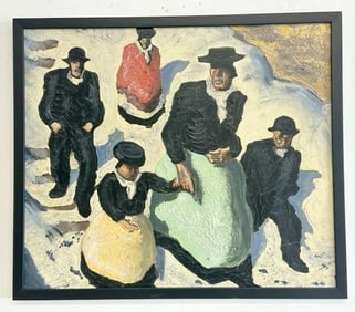 Attributed to Alfons Walde (1891 - 1958) Impressionist o/b of people walking in Winter, unsigned,