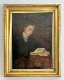 Emil (Soren Emil) Carlsen (1848 or 53 - 1932 ) impressionist o/c Woman reading a book, in wonderful