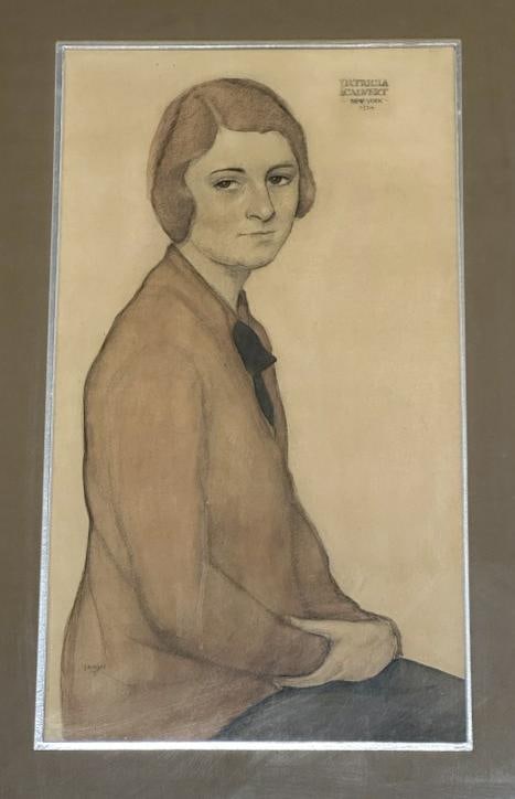 Fred G. Mories (early 20th century) w/color portrait of ( Patricia Calvert 1924, New York ). Signed (1 of 4)