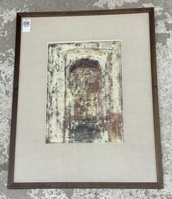 Mid Century impressionist gouache portrait of man, (signed very small either THEO or THIO ? ),