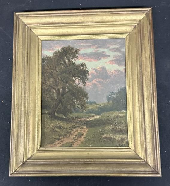 Charles Grant Davidson (1865 - 1945) o/b landscape with majestic clouds, painting measures 10" x 8", (1 of 3)