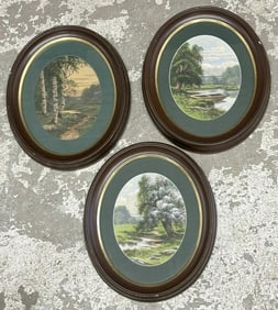 Charles Grant Davidson (1865 - 1945) (3) small oval landscapes, in matching contemporary frames,