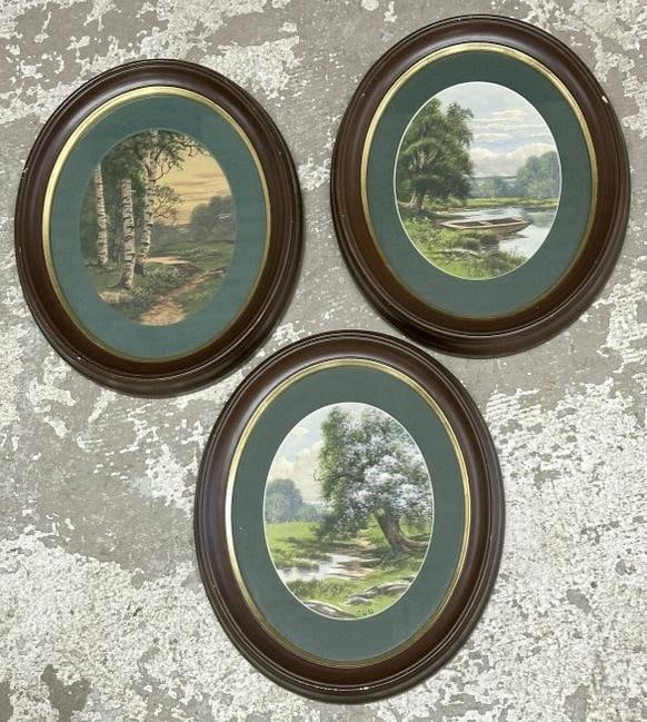 Charles Grant Davidson (1865 - 1945) (3) small oval landscapes, in matching contemporary frames, (1 of 5)