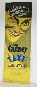 Original hand painted 1932 movie poster titled ( TAXI ), starring James Cagney & Loretta Young,