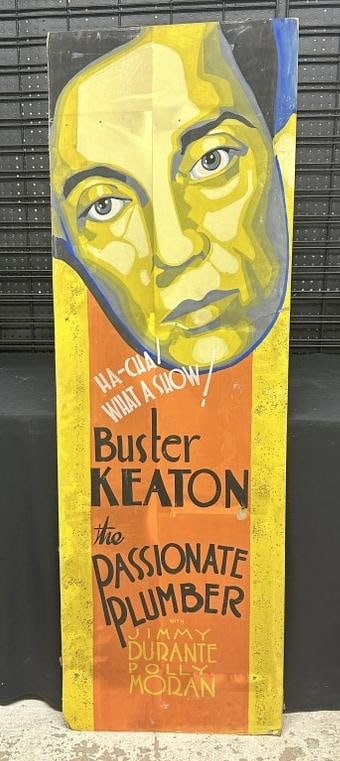 Original hand painted 1932 movie poster titled ( THE PASSIONATE PLUMBER ), starring Buster Keaton, (1 of 4)