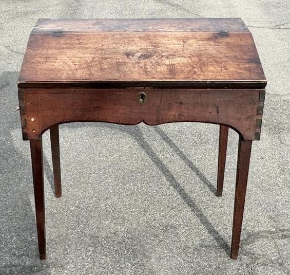 Early 19th c walnut lift top desk, with dovetailed construction and drawers inside, structurally (1 of 4)