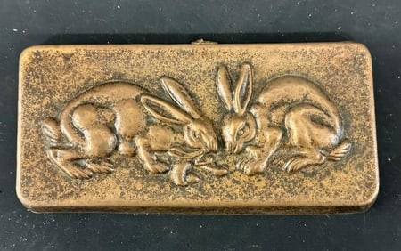 Old copper mold with rabbits, nice condition, from Hudson Valley estate collection we are selling,