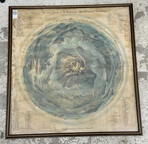 Framed ( BIRDS-EYE FROM SUMMIT OF MT. WASHINGTON, WHITE MOUNTAINS, NEW HAMPSHIRE ), from estate in