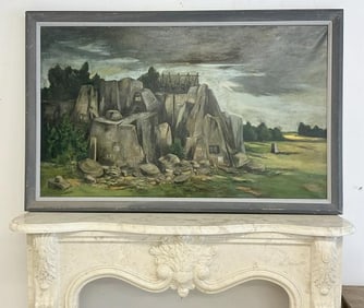 Karl Eugene Fortess (1907 - 1993) large o/c titled ( GRAFFITI ), from Woodstock, New York collection