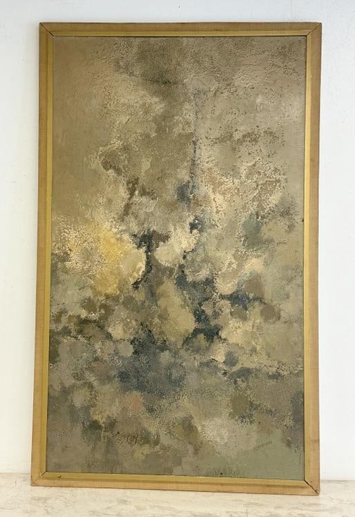 Mid Century abstract textured paint on board signed ( SCHNEIDER ), on back is titled ( BRONZE ON (1 of 5)