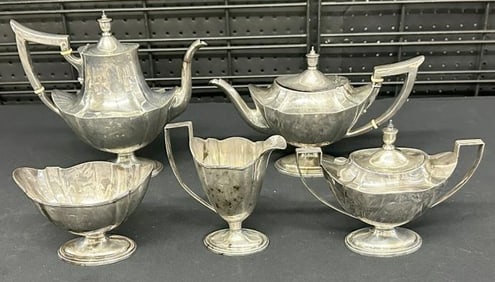Wonderful GORHAM (5) pc. Sterling silver tea set, with teapot, coffee pot, sugar , creamer and