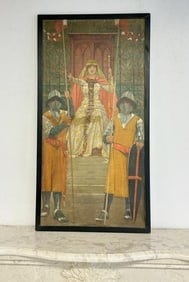 Edwin Austin Abbey (1852 - 1911) o/c laid on board illustration titled ( HER MAJESTY ENTHRONED ),
