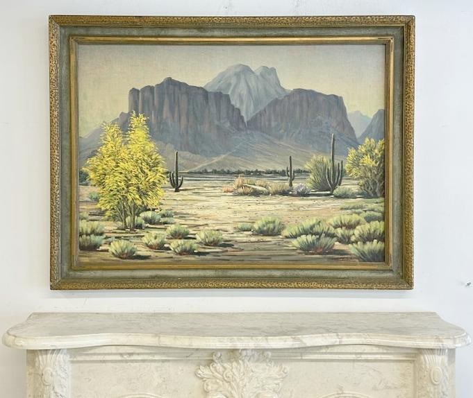 Carl Fredrick Elbik (1896 - 1955) o/c desert landscape, signed lower right, in frame of the period, (1 of 4)