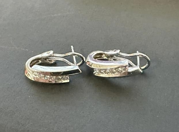 Pair 14K white gold diamond earrings, from local estate, fine condition, they weigh 3.7 (1 of 5)