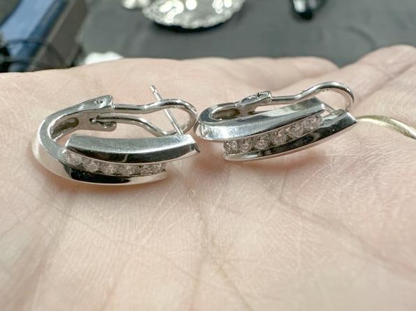 Pair 14K white gold diamond earrings, from local estate, fine condition, they weigh 3.7 - 3