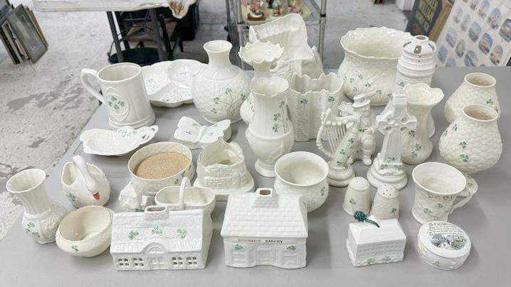 BELLEEK (32) pcs. From estate in Albany, N.Y. All in fine condition, great lot for a dealer to sort (1 of 2)
