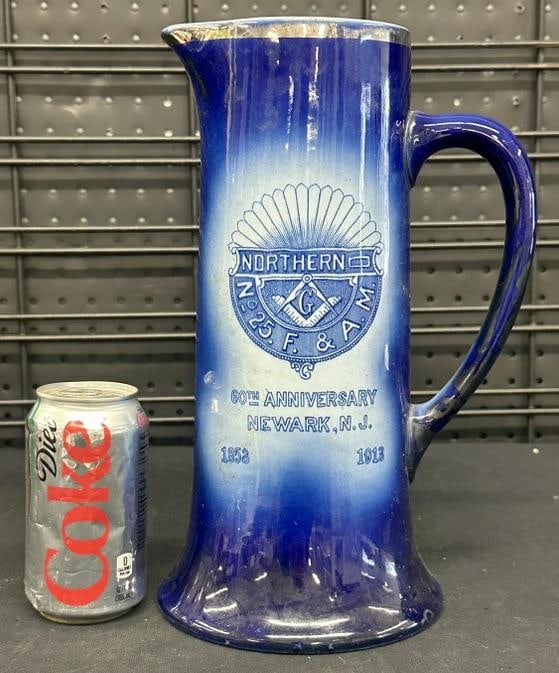 12.5" high MASONIC 6oth ANNIVERSARY NEWARK N.J.(1853-1913), in very nice estate condition. (1 of 3)