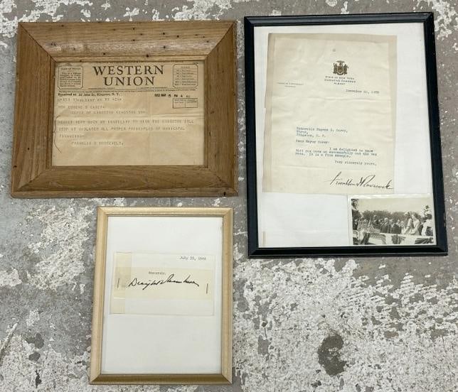 Franklin D. Roosevelt signed letter dated 1932 to Kingston, New York Mayor Eugene Carey, with (1 of 6)