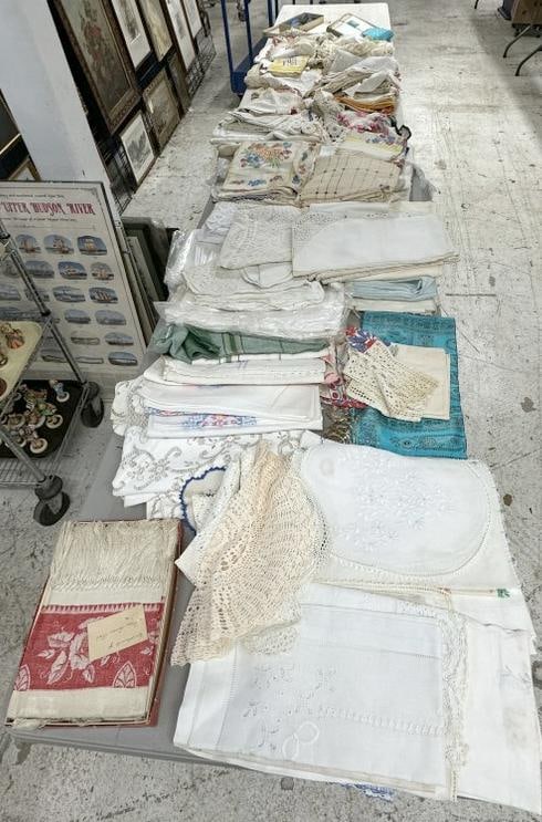 BIG estate lot of older textiles to include hand crocheted, hand embroidered, and more….all taken (1 of 9)