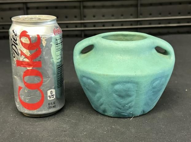 Van Briggle art pottery vase with flower design all around the body…..nice estate condition, (1 of 3)