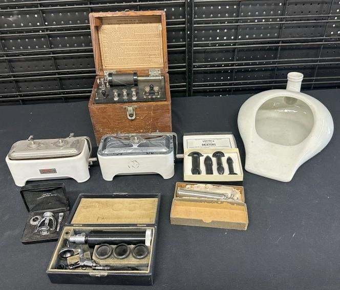 Antique medical equipment and accessories lot from old Doctor's Office in Hudson Valley, was stored (1 of 9)