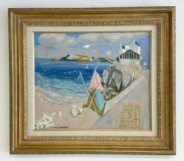 Georges Lambert (1919 - 1998) impressionist o/c seascape, signed lower left, and titled on back as (1 of 6)