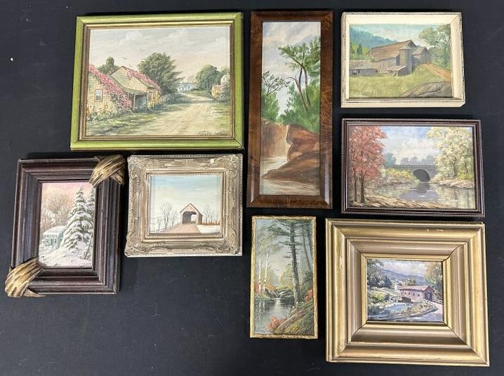 (8) small o/b landscapes from Albany, N.Y. estate collection we are selling, nice overall condition, (1 of 4)
