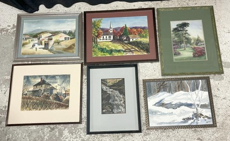 (6) watercolor landscapes from Albany, N.Y. estate collection we are selling. In fine condition, all (1 of 5)