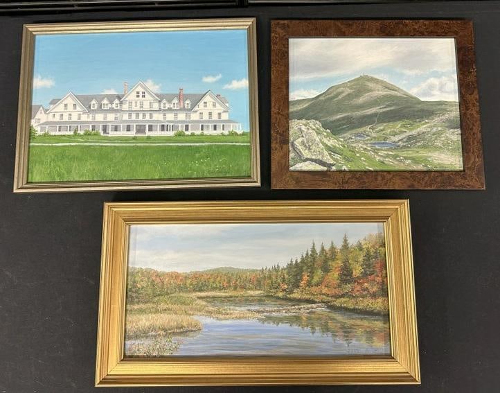 Robin Guthridge (3) o/b landscapes from estate collection in Albany, N.Y. In fine condition, to show: Robin Guthridge (3) o/b landscapes from estate collection in Albany, N.Y. In fine condition, to show scale the largest frame measures 11" x 18.5". Robin is a native of rural Columbia County. Raised on